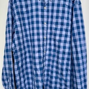 Sonoma Blue Casual Button Down Shirt Gingham Check